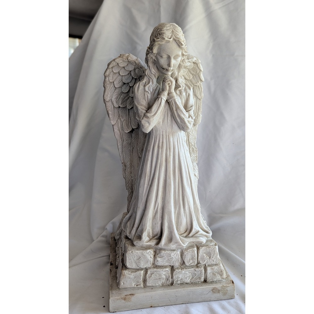 Kneeling Praying Angel Statue 16 Inch Cream Stone Finish GB-108146